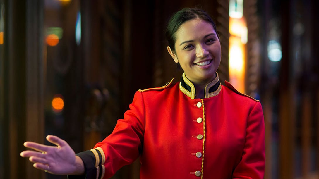 Foundation Theatres staff member welcoming visitors