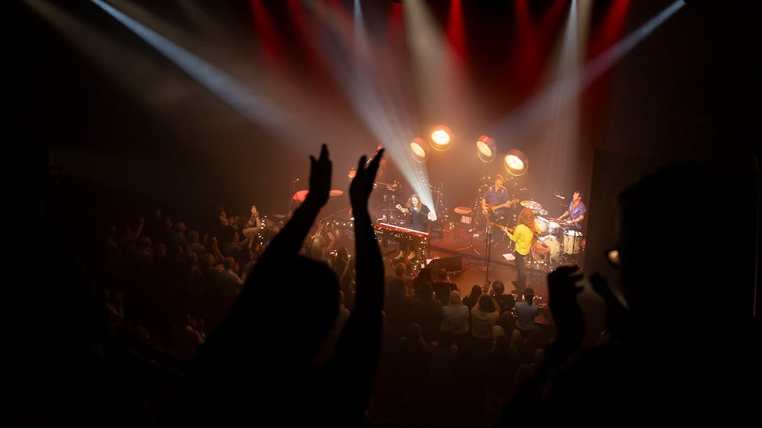 Patrons entering the Foundry Theatre
