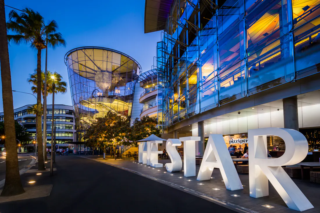 The exterior of The Star at night.